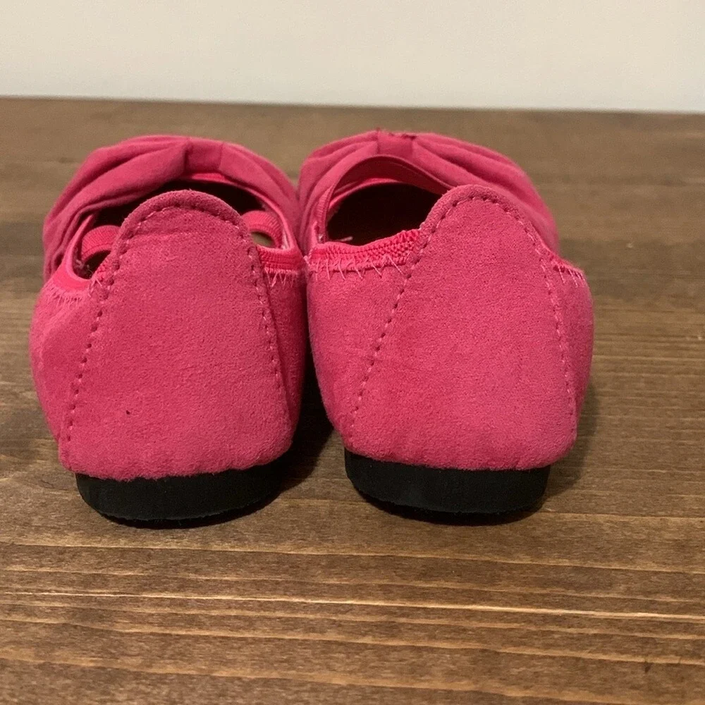 Bumble + Birdie Girls Pink Faux Suede Bow Ballet Flats Size 9 S942